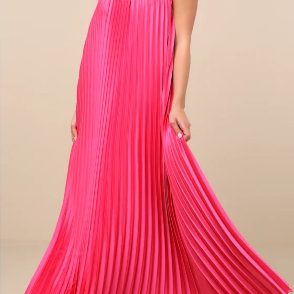 Divian Hot Pink Ombre Pleated Swing Maxi Dress - Picture 5 of 5